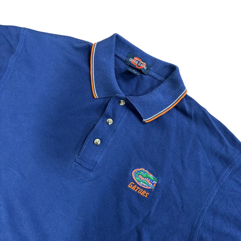 COLLEGE CLASSICS Florida Gators Polo Men M Blue Cotton Blend NCAA Embroidered